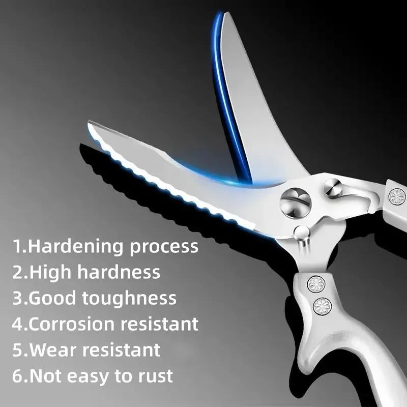 Многофункциональные кухонные ножницы Нож для резки куриных костей, утиного мяса, рыбы Тяжелые из нержавеющей стали Пищевые ножницы Предметы первой необходимости