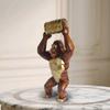 Wood-grain Gorilla Sculpture Resin Animal Sculpture Decorative Piece for Home, Bedroom, Living Room, Study, and Counter