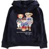 Polo Hoodie Teddy Bear Letter Logo Pattern Long Sleeve Kids Hoodies Navy-Blue 323953042-001