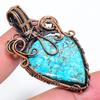 Тибетская бирюза Ручная работа Медная проволока Обернутый ювелирный кулон 2,29" s2B96