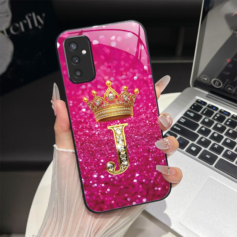 Чехол для Samsung M52 5G Galaxy M14 SM-M526B SM-M146B Чехол для телефона Ударопрочный Модный Инициал Задняя крышка из закаленного стекла