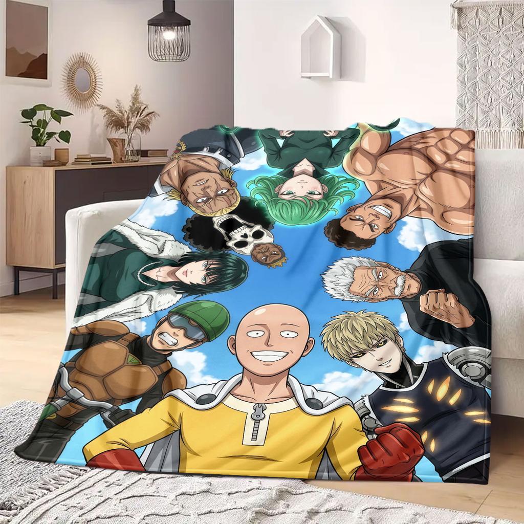 Фланелевое одеяло с профессиональной печатью One Punch Man, Мультяшный рисунок для гостиной, Теплое постельное белье, Универсальное для путешествий_LIAN