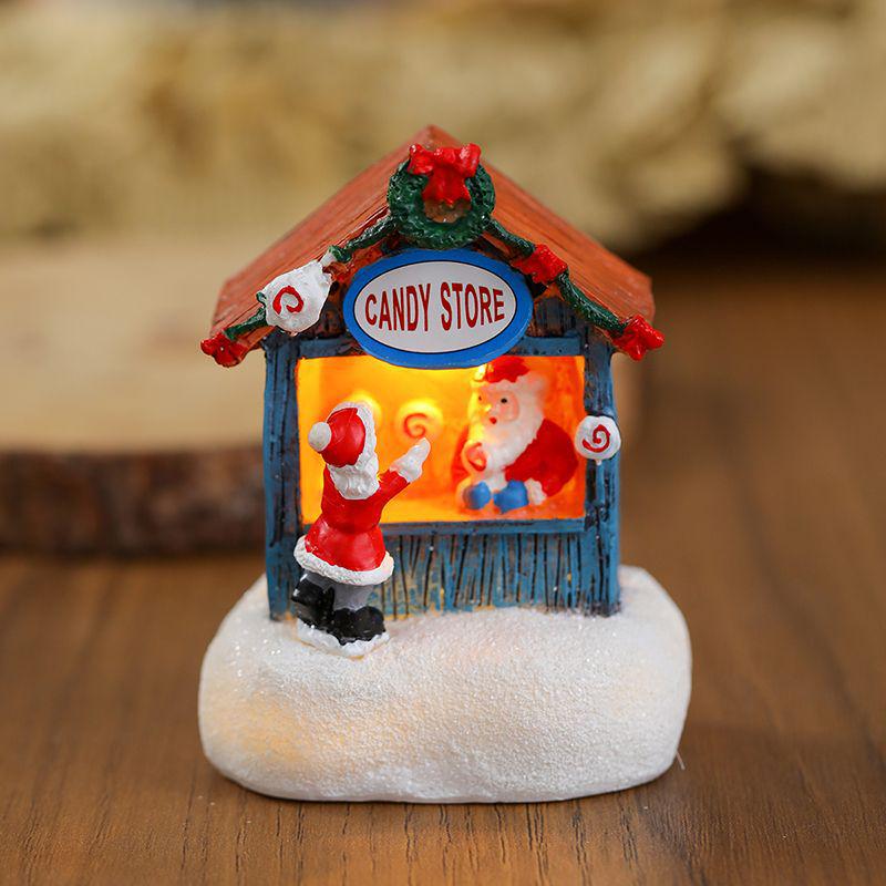 Light-Up Resin House Christmas Ornament for Children - Festive Holiday Scene