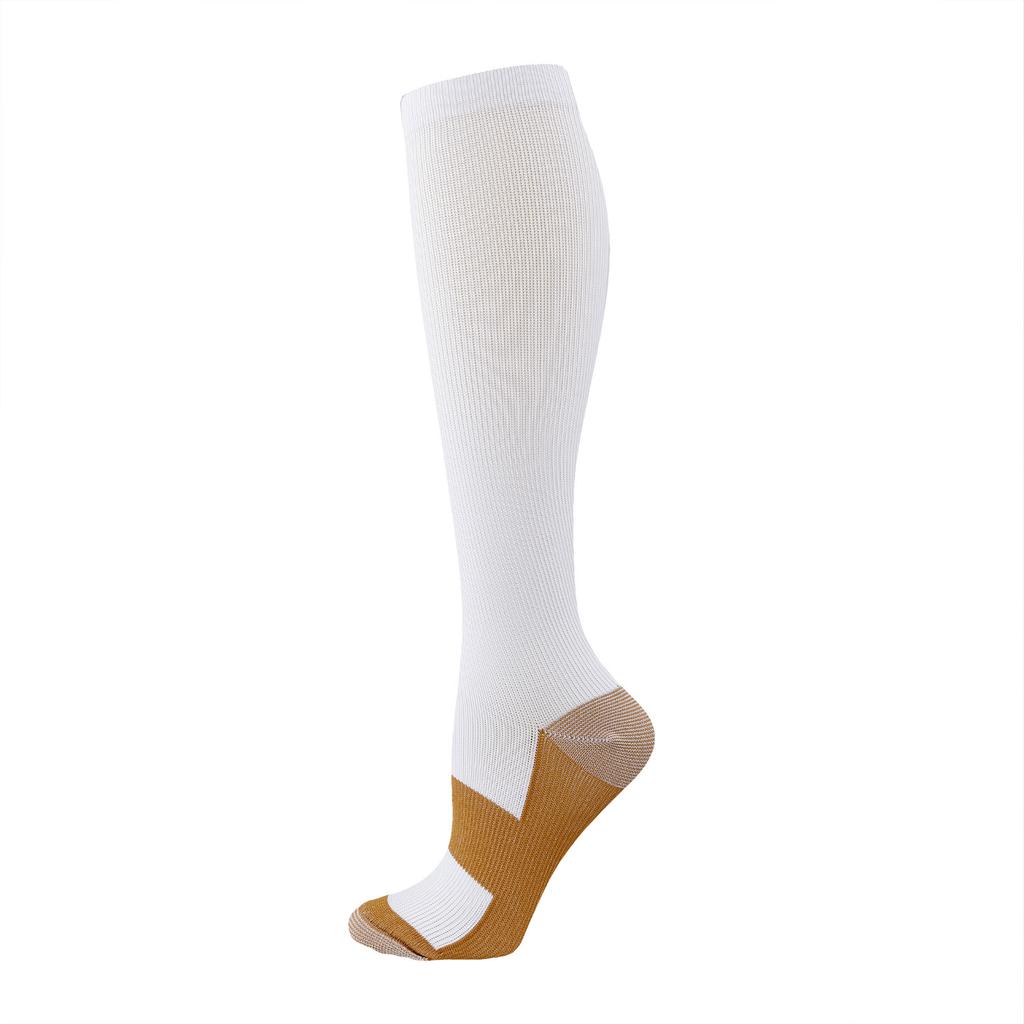 Cross-Border Solid Color Knee-High Sports Compression Socks Copper Ion Elastic Socks Outdoor Cycling Socks