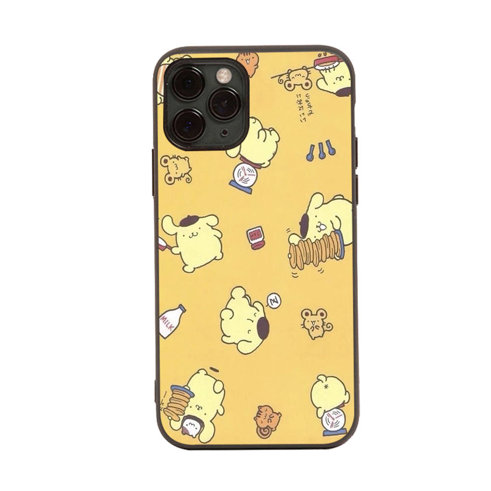 HK27 Мультяшный черный чехол Pompom Purin для iPhone 16 15 Plus 14 13 Pro 8 SE XR XS Max P30 Nova 5T Y5P Y6 Y7 Y8P Y9 Realme C30 C33 C31 VIVO Y36 V27