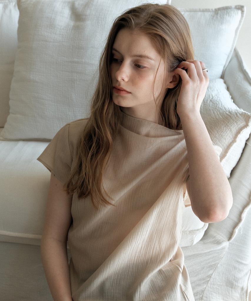 YUPPE Pleated Cap Shirt_Beige