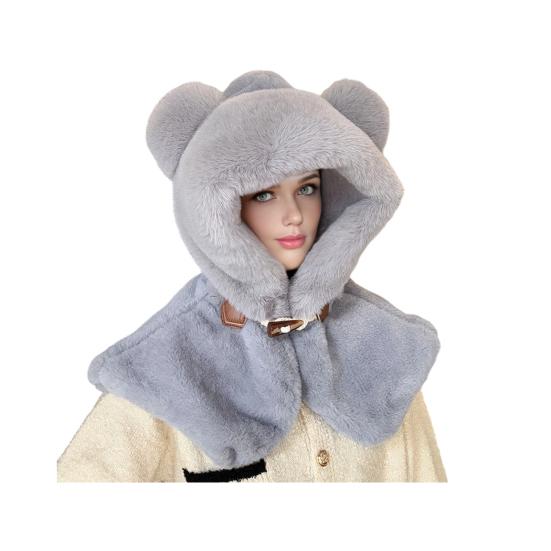 Женская шапка вязаная ветрозащитная теплая эластичная однотонная термо-зимняя шапка для походов