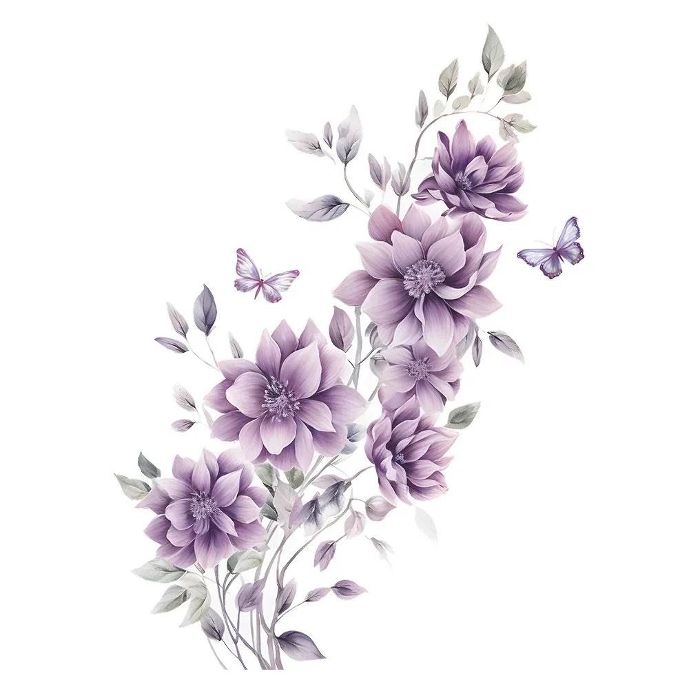 35*60 см съемные фиолетовые цветы бабочки настенные наклейки для спальни гостиной ванной комнаты стеклянное зеркало украшение