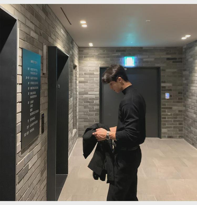 Men's Loose Fit Half Turtleneck Sweater: Korean Style, Solid Color, Knit, Long Sleeve, Autumn/Winter Top.