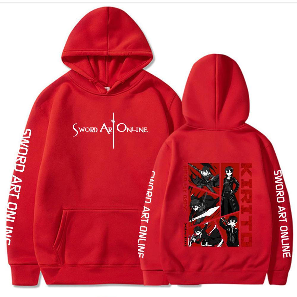 Sword Art Online Японская Анимация Мужская Толстовка Винтажный Унисекс Пуловер Винтажный Графический Худи Топы Одежда Оверсайз