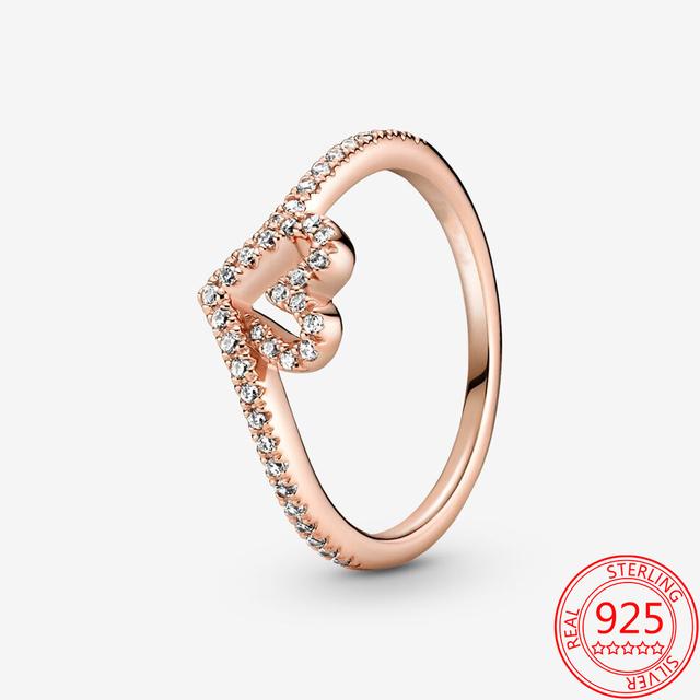 Классическое кольцо из стерлингового серебра 925 пробы, куполообразное золотое кольцо в форме сердца, обручальное кольцо для женщин, модные ювелирные изделия