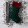 1Pc Plaid Pattern Red Green Christmas Stocking Flannel Fine Texture Stocking Gift Bag Home Decor