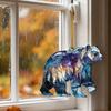 1/2/3/4/5Pcs Christmas Acrylic Polar Bear Hanging Decoration Car Rearview Mirror Xmas Tree 2D Flat Stained Glass Bear Hanging Ornament