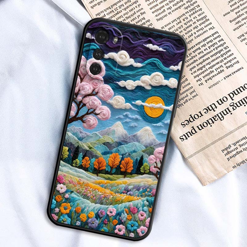 Креативные пейзажные узоры Для Motorola G85 Edge 50 G24 G35 G14 G04 40 G72 G34 G G54 G13 G32 5G Черный чехол для телефона
