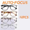 4pcs Auto-Focus Reading Glasses - Lightweight PC Frame Unisex Design | Ideal for Computer Use & Perfect Gift Choice