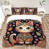 3pcs Ancient Cat Art Printed Bedding Set, Soft and Comfortable Quilt Cover for Bedroom, Guest Room (1 Duvet Cover + 2 Pillowcases, Pillow Co