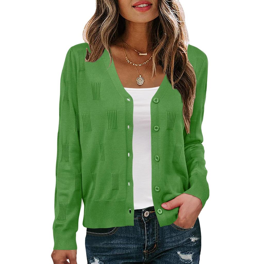 Женский повседневный модный короткий кардиган, повседневный топ с длинным рукавом, однотонный