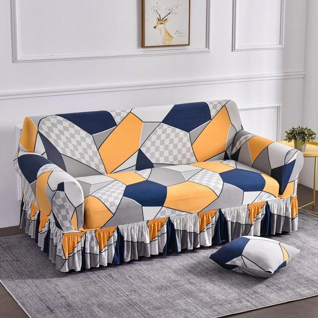 Чехол для дивана с геометрическим рисунком, эластичный спандекс, юбка для дивана, чехлы для гостиной, кресло, чехол для дивана, защита для мебели