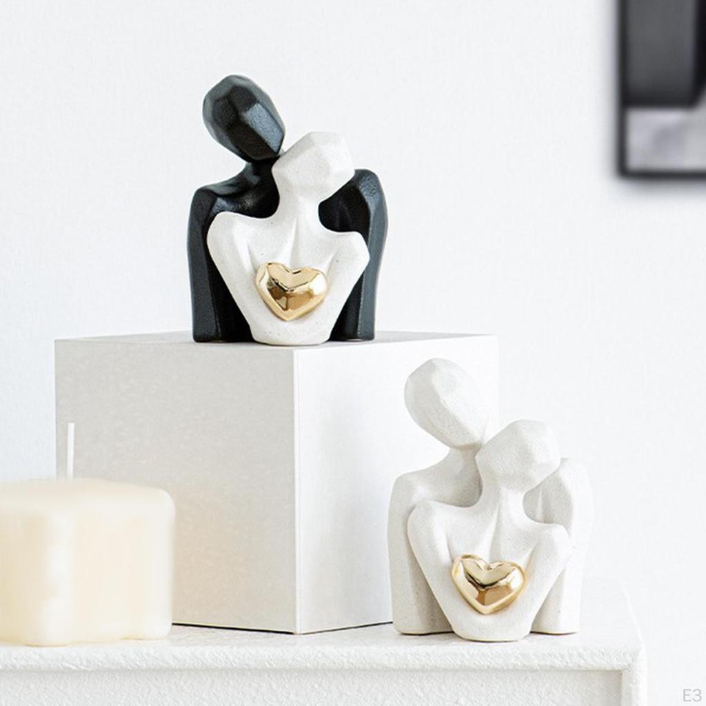 Керамическая статуэтка пары 2,8x3,7 дюйма Универсальная с дизайном сердца Художественные аксессуары Настольная