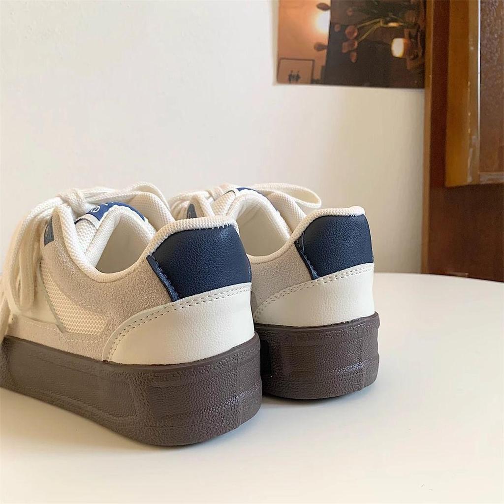 Женские универсальные спортивные туфли на толстой подошве в немецком стиле, осень 2024 г., синего и белого цвета