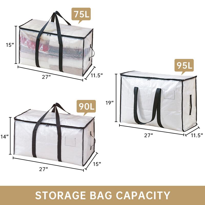 Transparent Storage Bag Large Capacity Blanket Toy Sundries Clothes Organizer Dust Proof and Moisture Moving Luggage Bags