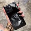 Стеклянный чехол для телефона с аватаром черной кошки, подходит для iPhone 17 16 15 14 13 12 11 Pro/Max/Plus, противоударная задняя крышка
