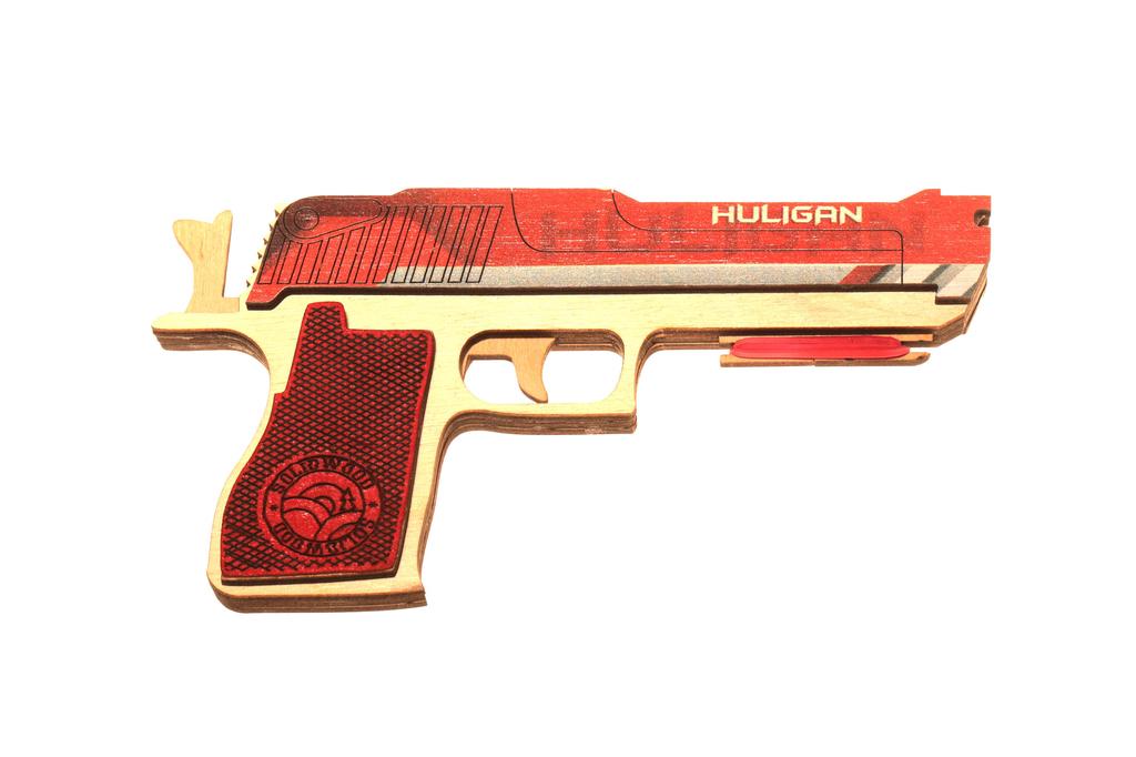 Wooden Rubber Band Machine Gun HuliGan - 3D Model Office Toy Gun, Band Shooter, Rubberband Gun, Toy for Boy, Wood Shooter, Christmas Gift