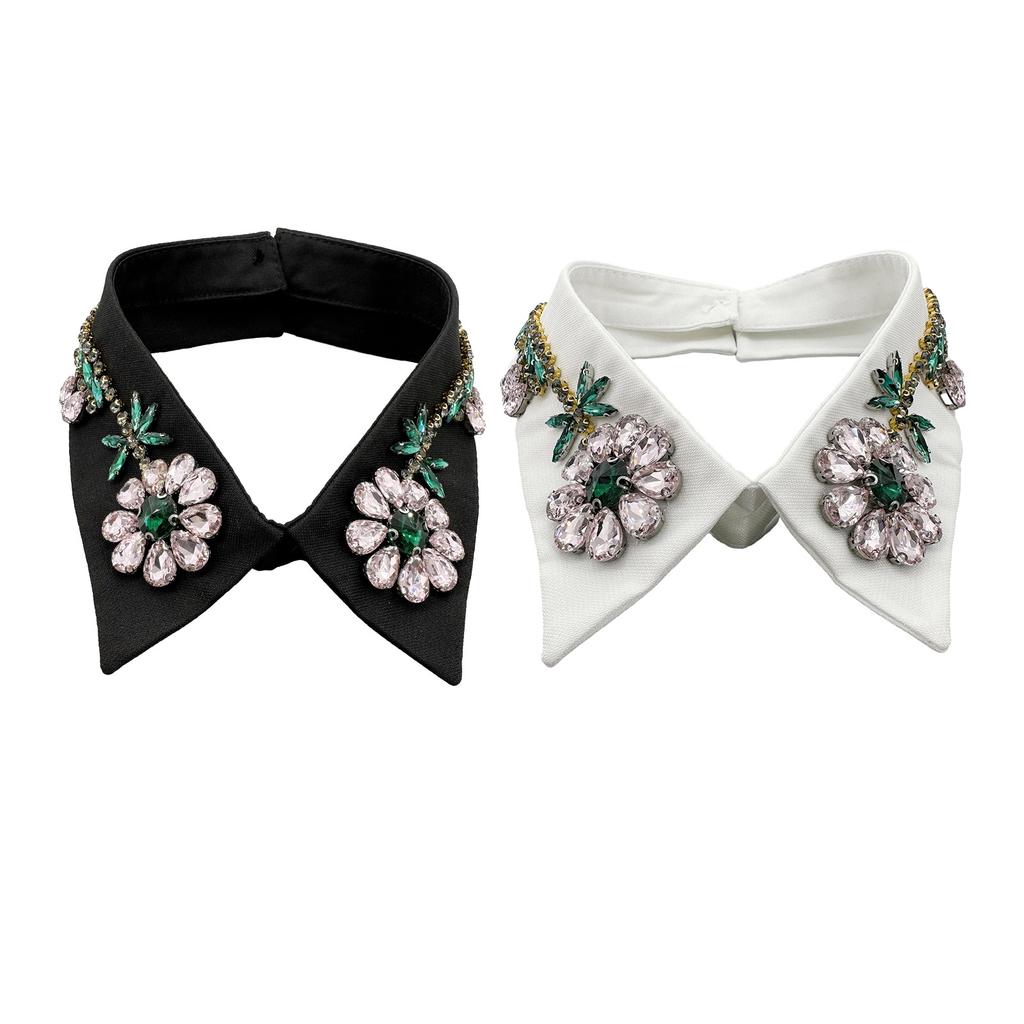 Woman Rhinestone Lapel Collar Shawl Decorative False Collar Elegant Removable Collar Sweater Shirt Collar for Women