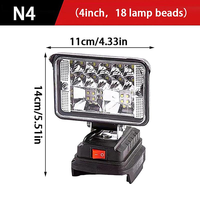 For Makita 18V Li-ion Battery LED Work Light 3/4 Inch Flashlight Portable Emergency Flood Lamp Camping Lamp