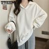 Oversized Polo Collar Plush Thickened Sweater for Women In Autumn and Winter Loose Skinny Long Sleeved Shirt
