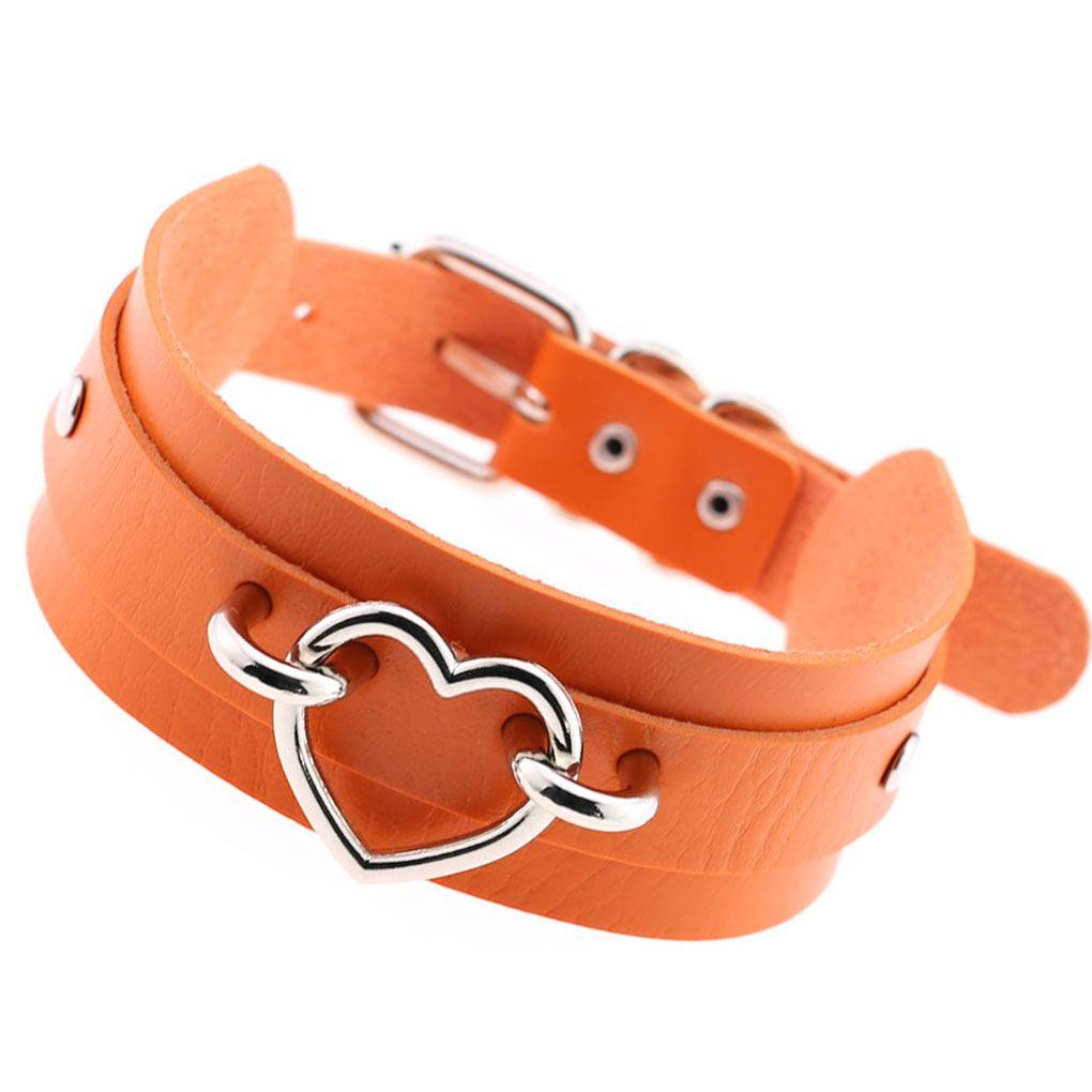ПУ Искусственная кожа Готический Панк Чокер Короткое ожерелье Полый Разъем в форме сердца Чокер