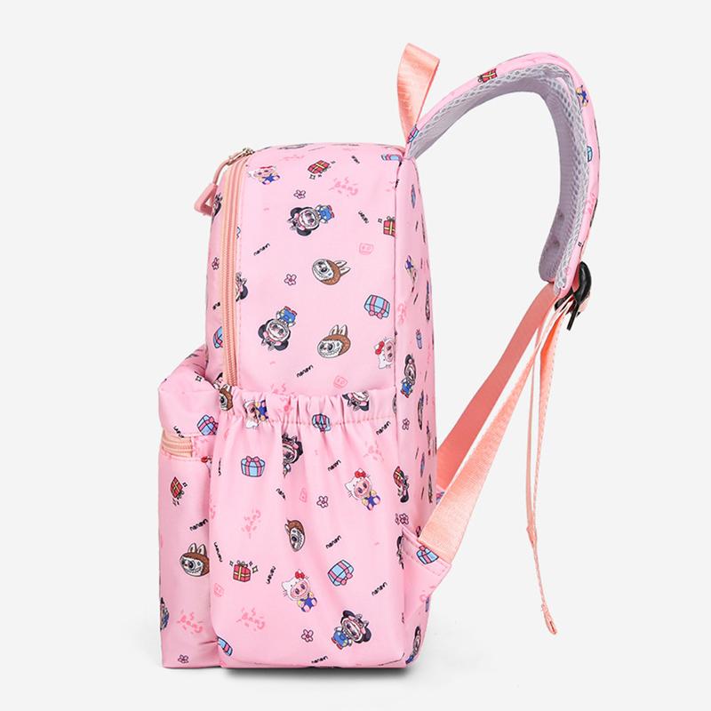 Новый детский мультяшный рюкзак 4 шт. с принтом LABUBU, школьный рюкзак большой вместимости, легкий, водонепроницаемый и износостойкий