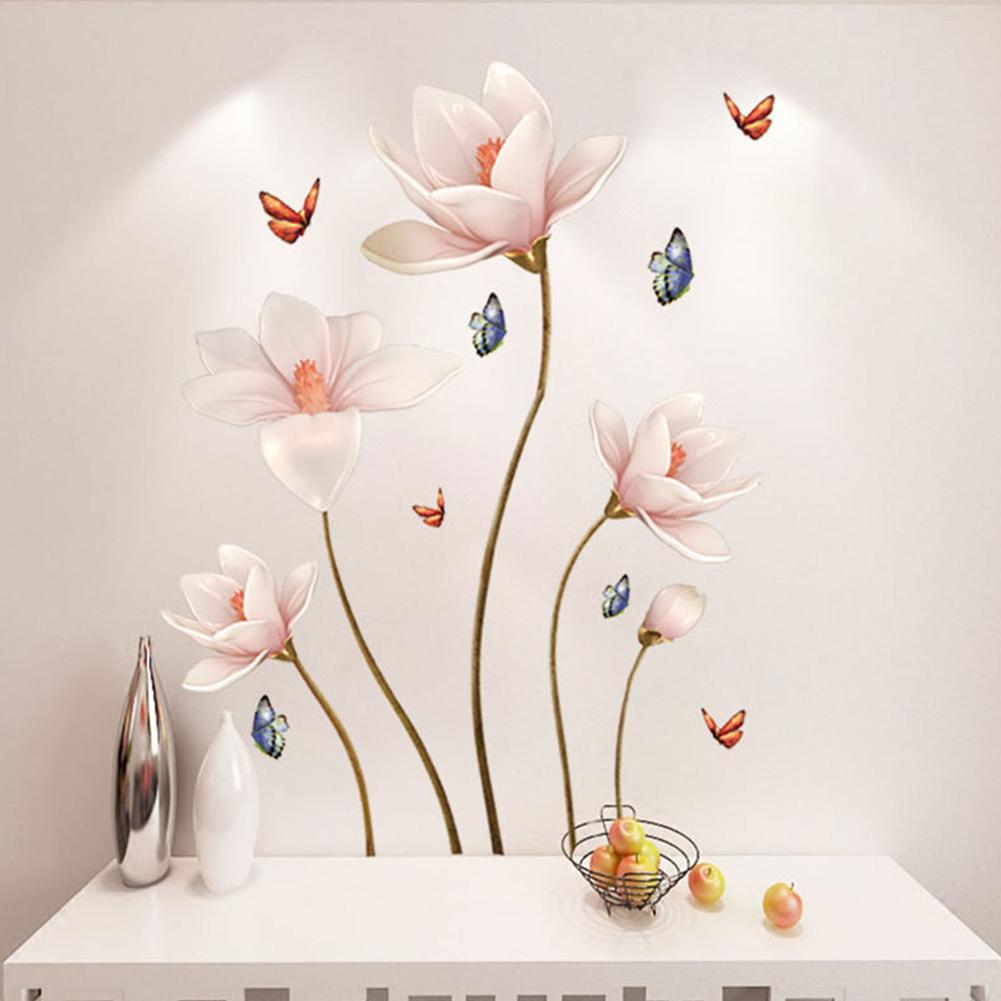 PVC Removable 3D Flower Wall Sticker Living Room Bedroom Home Decor DIY Flower Vines Art Decor Wall Stickers Murals