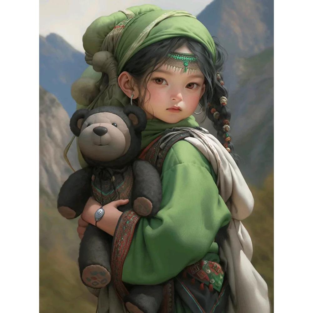 Алмазная картина Милая девушка Круглая алмазная живопись Ручная работа Феникс Животное Искусство Картина маслом Diy Алмазная мозаика Картина Украшение дома Рождественский подарок