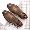 2025 New Men Dress Shoes Leather Shoes Fashion Derby Shoes Classic Casual Business Wedding Footwear Brown Italy Male Formal Shoe