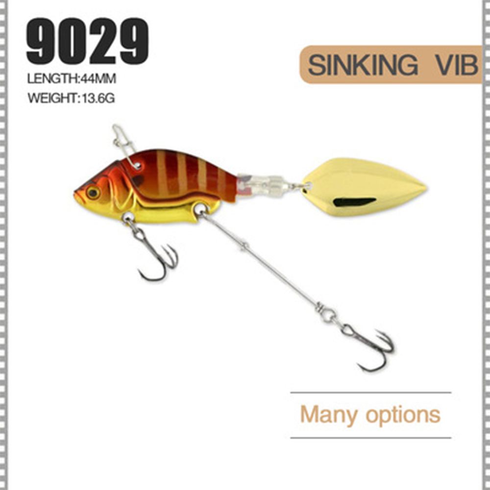 44mm/13.6g Spoon Metal Sequin Vibration Treble Hook VIB Lure Wobblers Crankbaits Metal Fishing Bait