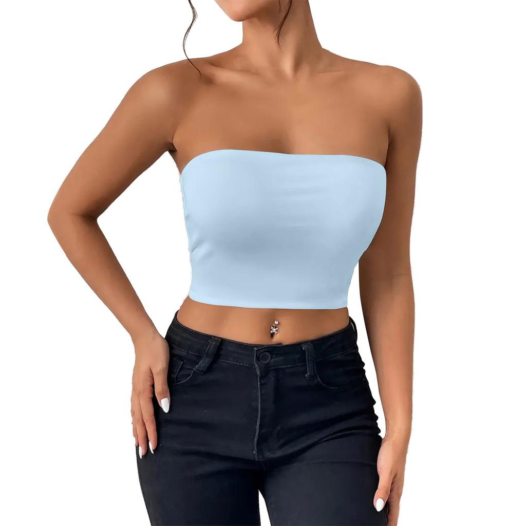 Women's Fashion Sexy Neckless Slimming Tank Top Outer Wear Solid Color Tank Top