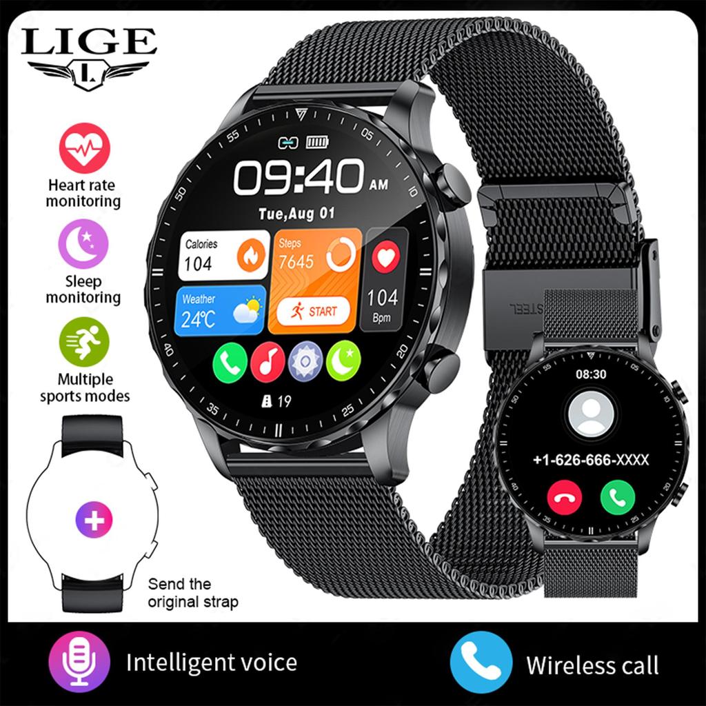 LIGE Новые умные часы мужские Bluetooth звонки обнаружение сердечного ритма спортивные водонепроницаемые умные часы