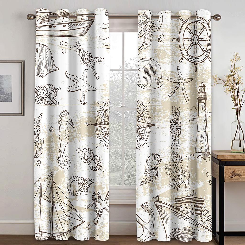 Дешевые Синий Средиземноморский Парусный Якорь Парусник Винтаж OceanWindow Шторы для Гостиной Спальни Декор 2 Шт. Бесплатная Доставка