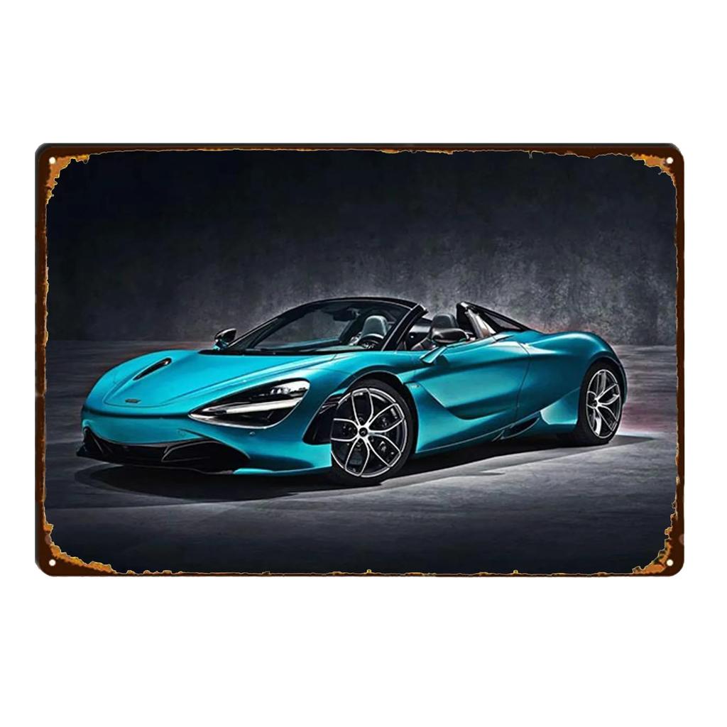 Постер Гонки на Спортивных Автомобилях Ржавый Потертый Жестяной Знак Арт Декор Гараж Бар Мужская Берлога Знаки Декоративные Таблички Стена Металл Жестяная Пластина Знак