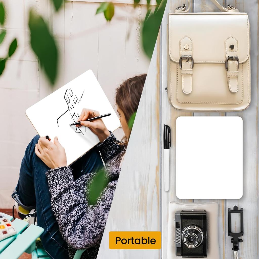 2 PCS Mini Whiteboards, 9" x 12" Small Double Sided Dry Erase Board, Portable White Boards for Students, Teachers, School Supplies Lapboards