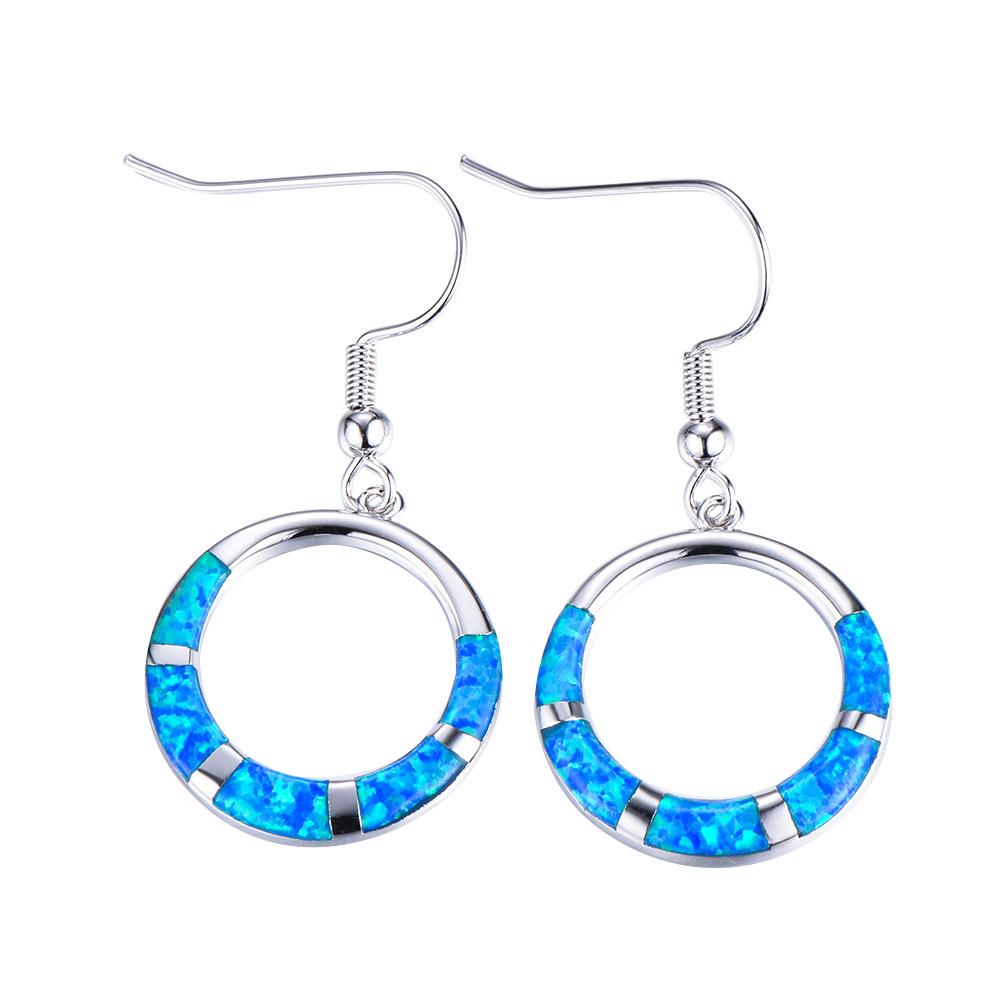 Five Rectangular White Smooth Circle Earrings