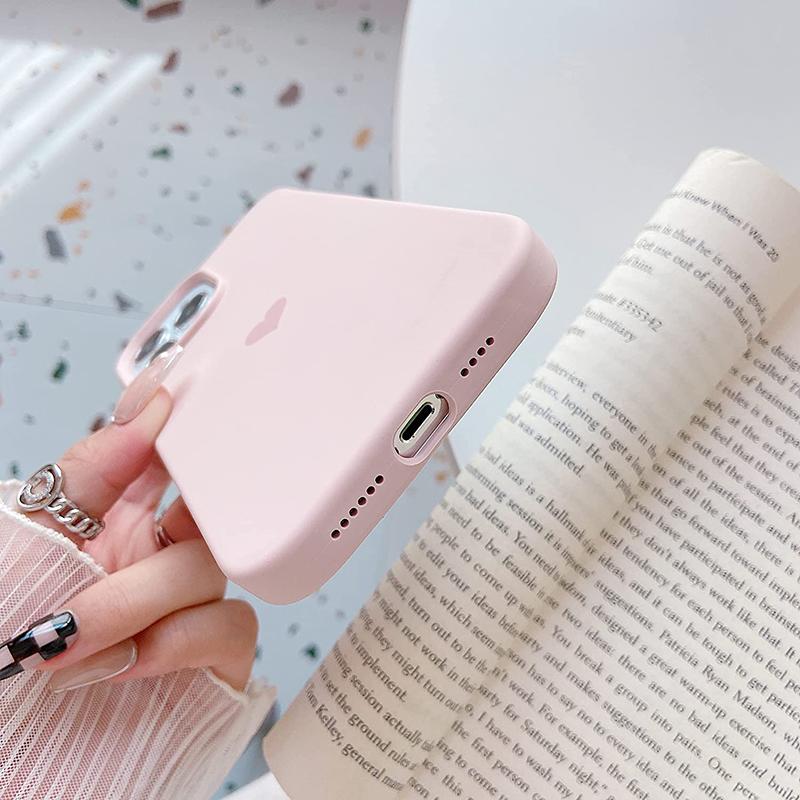 Lovely Love Candy Color Soft Case For iPhone 15 14 13 12 11 Pro XS Max X XR SE 2022 2020 7 8 Plus 6S Liquid Silicone Matte Cover