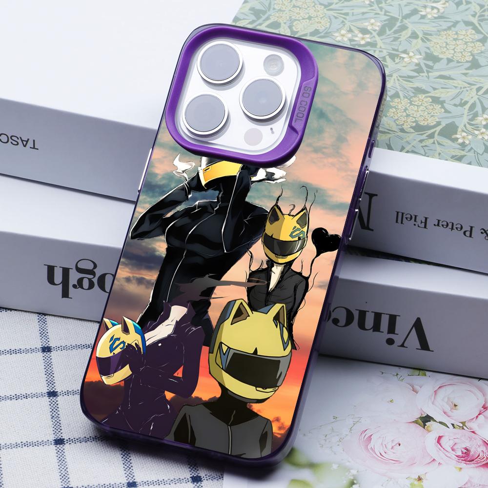 Anime Durarara Phone Case for iPhone 17 16 15 14 13 12 11 X XR XS Air Pro Max Plus Purple Colorful Silver Cover