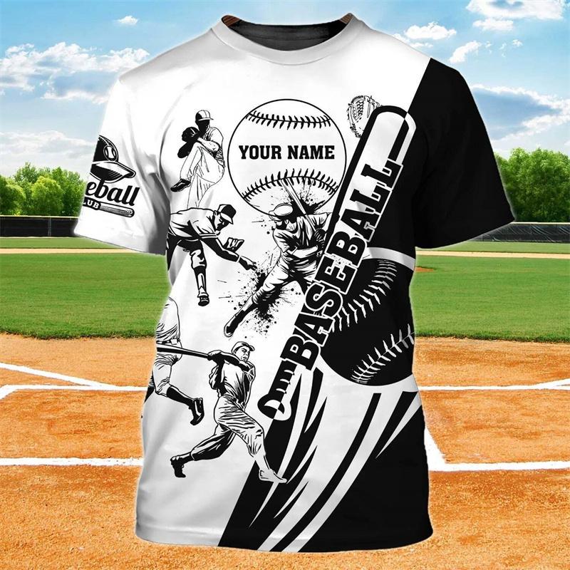 Hot Sale Baseball Pattern Printing Personality 3D Printed T-shirt Sports Softball Unisex Quick-drying Short-sleeved T Shirt Top