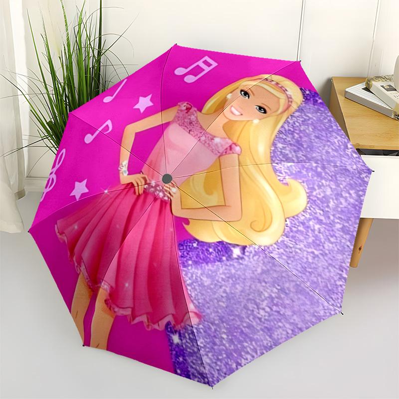 1pc Barbie, Music Notes Umbrella - Automatic Open Compact Travel Umbrella with 20-Rib Durable Frame yy251021063