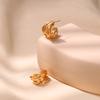 French Style Irregular C Shape 18k Gold Plated Earrings For Women