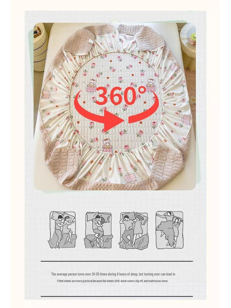 G5Z Quilted Fitted Sheet Set: Anti-Dust Bed Cover & Mattress Protector