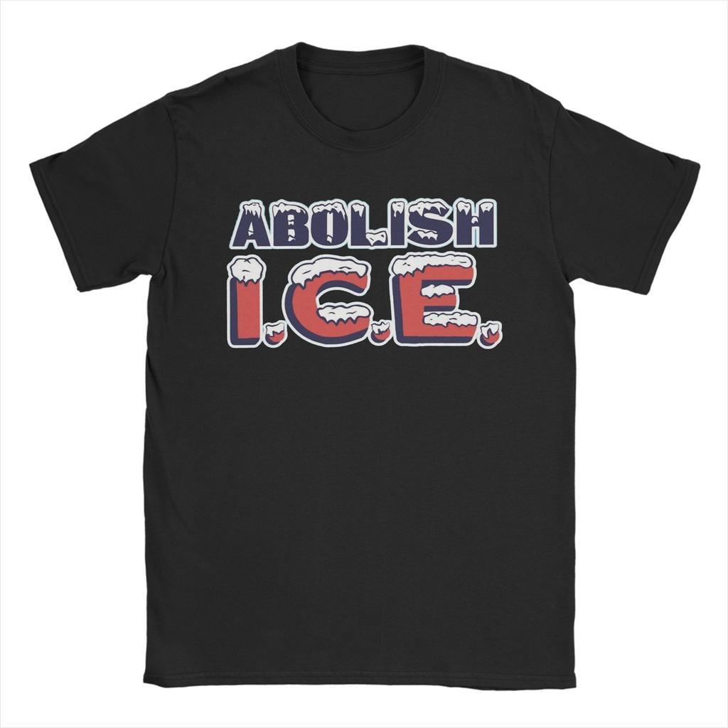 Abolish ICE Men T Shirt  Vintage Tees Short Sleeve Round Collar TShirt Pure Cotton 4XL 5XL Clothes