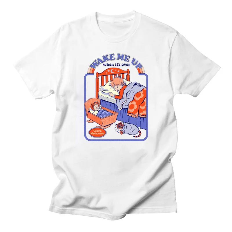 Винтажная футболка Horror Alien Are Tshirt Men We Here Yet Funny Death Demon Harajuku Men Tee 90 Evil Graphic Camisetas Ropa Hombre